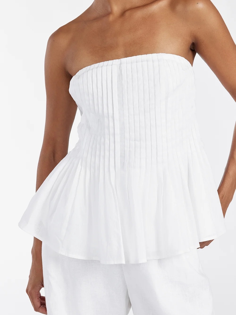 Dissh Paige White Linen Blend Strapless Top Size 6